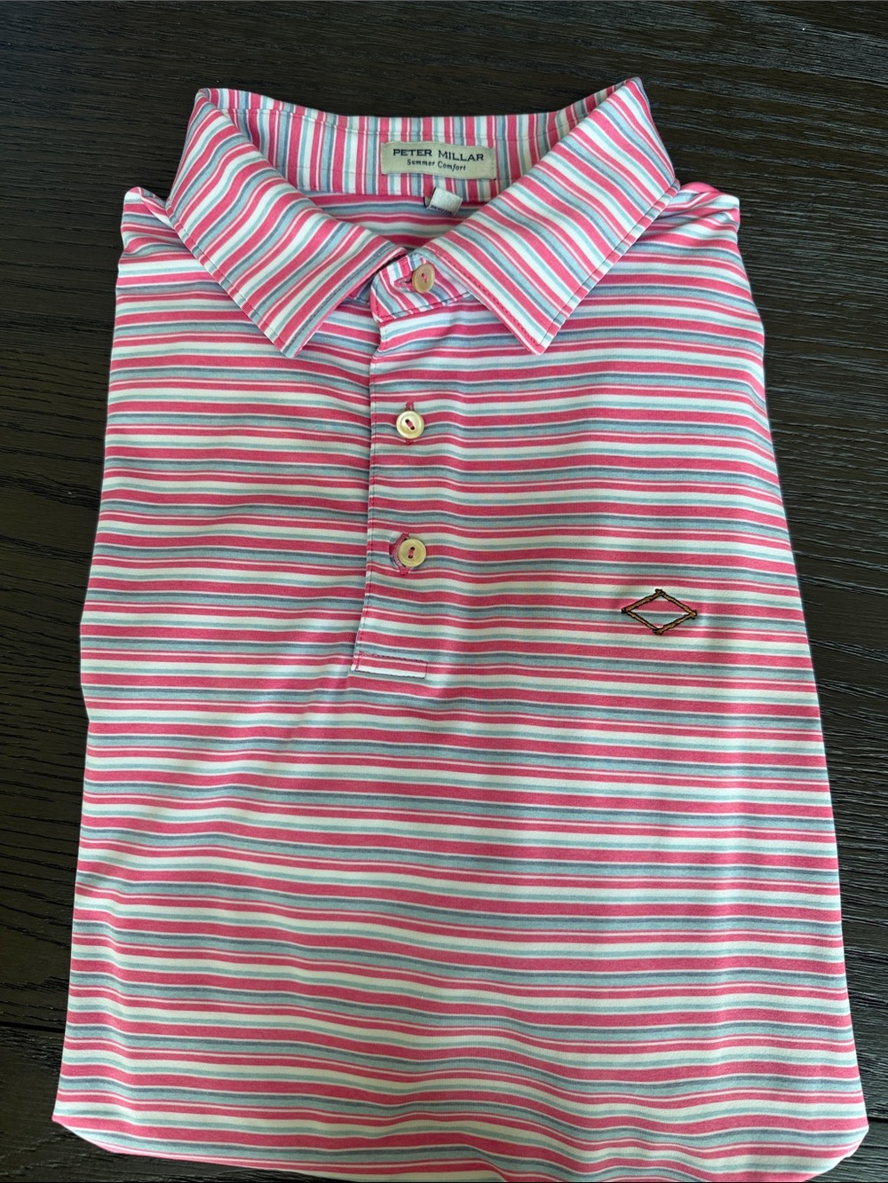 Diamond Creek Peter Millar Pink and White Striped Polo